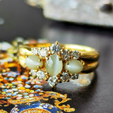 天然クリソベリルキャッツアイ 天然ダイヤモンド リング