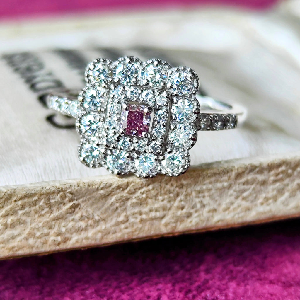 【ピンクダイヤ】天然ダイヤモンド FANCY INTENSE PINK 0.117ct プラチナリング