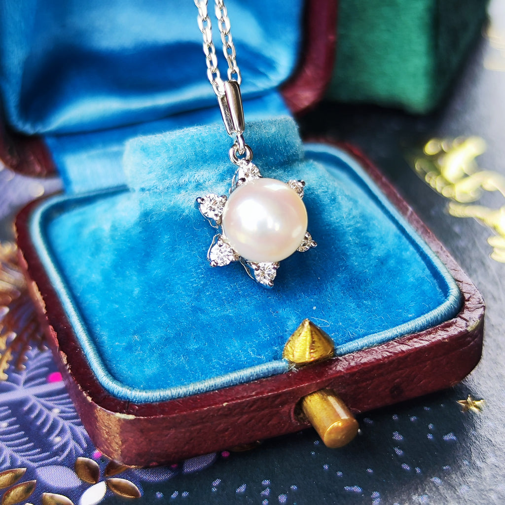 MIKIMOTO ミキモト あこや真珠 ダイヤモンド ネックレス