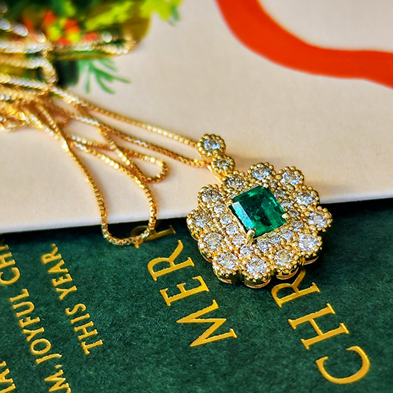 天然エメラルド 天然ダイヤモンド ネックレス