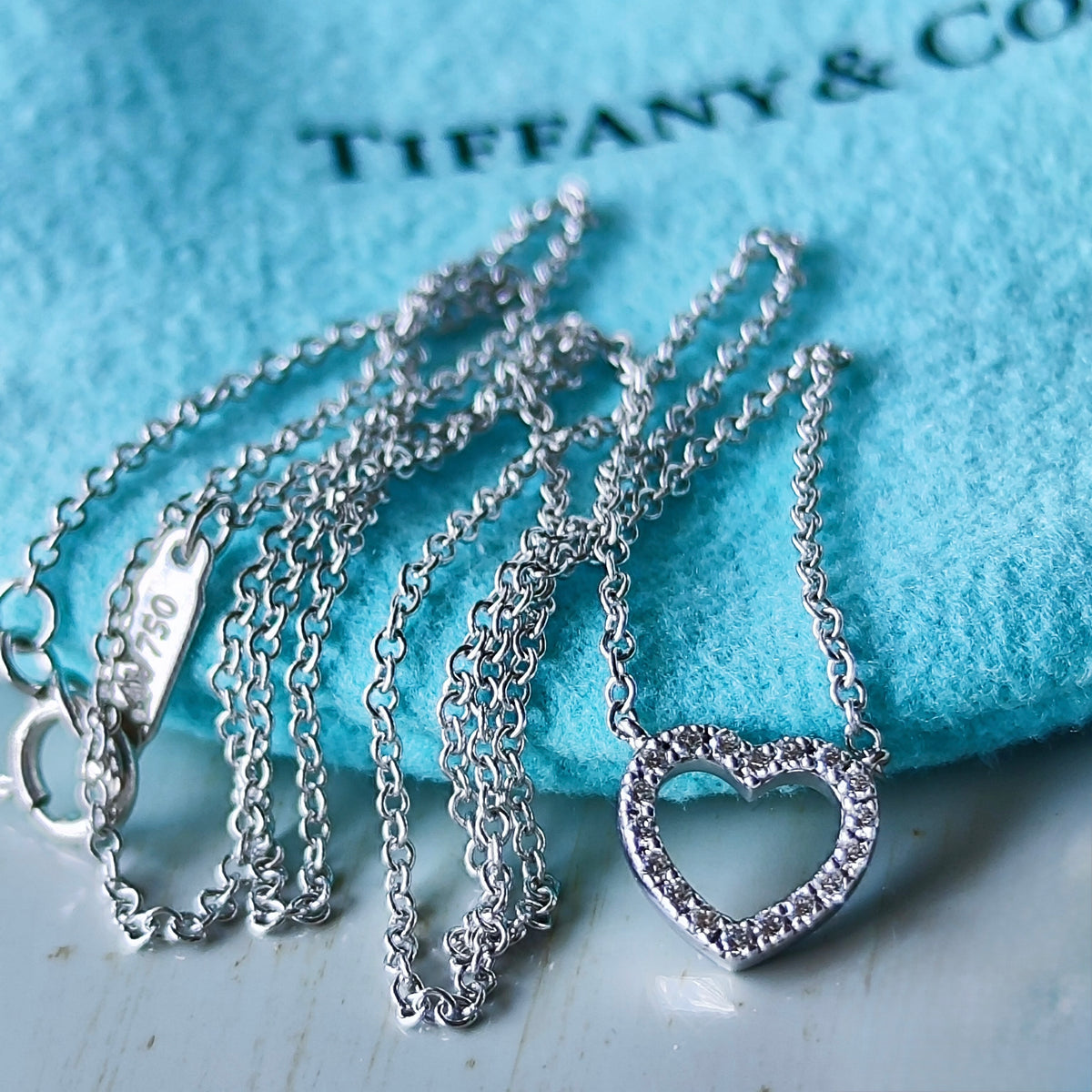 TIFFANY &Co ティファニー メトロハート ダイヤモンド ネックレス 18金WG