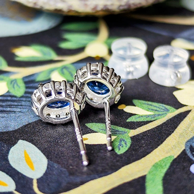 天然サファイア 天然ダイヤモンド 18金WG ピアス