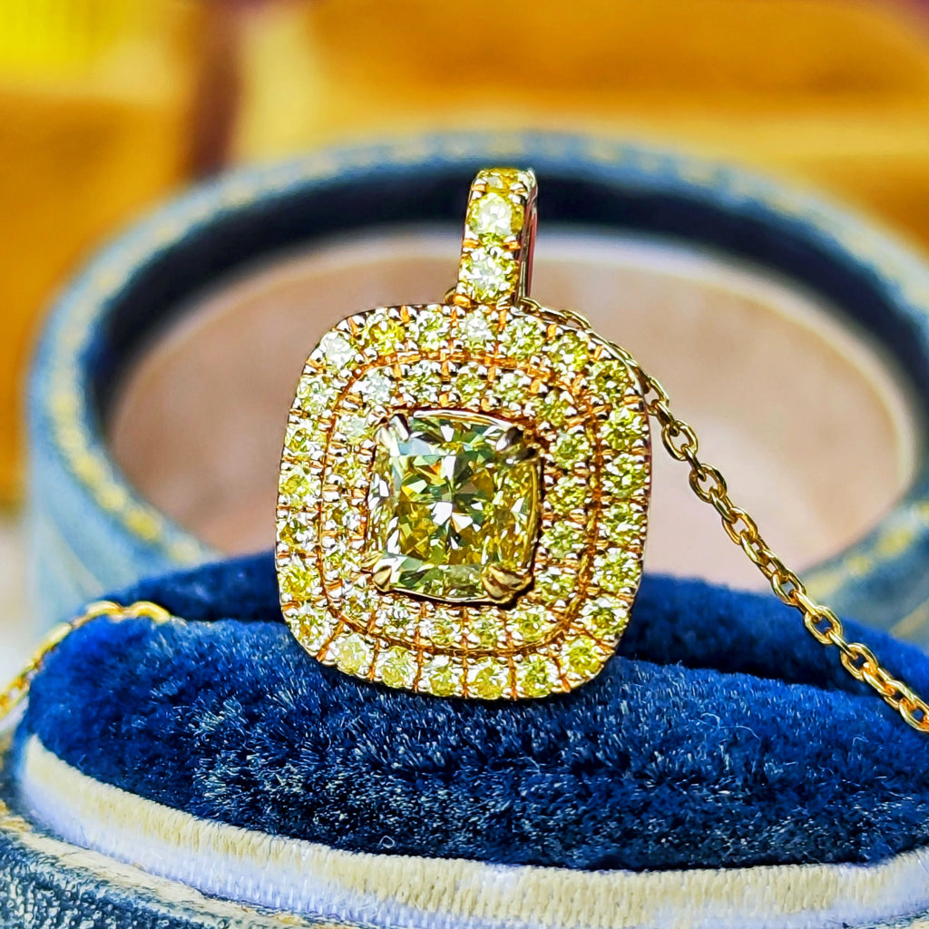 【イエローダイヤ】FANCY INTENSE YELLOW VVS2 0.71ct ネックレス GIA