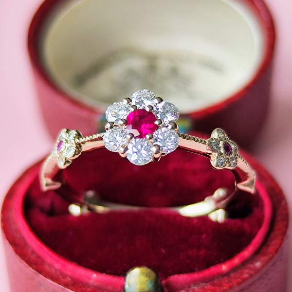 yoshinob アベリ AbHeri  ルビー ダイヤモンド リング ☆ Pt900 K18 AbHeri ルビー0.05ct エメラルド0.21ct ダイヤモンド