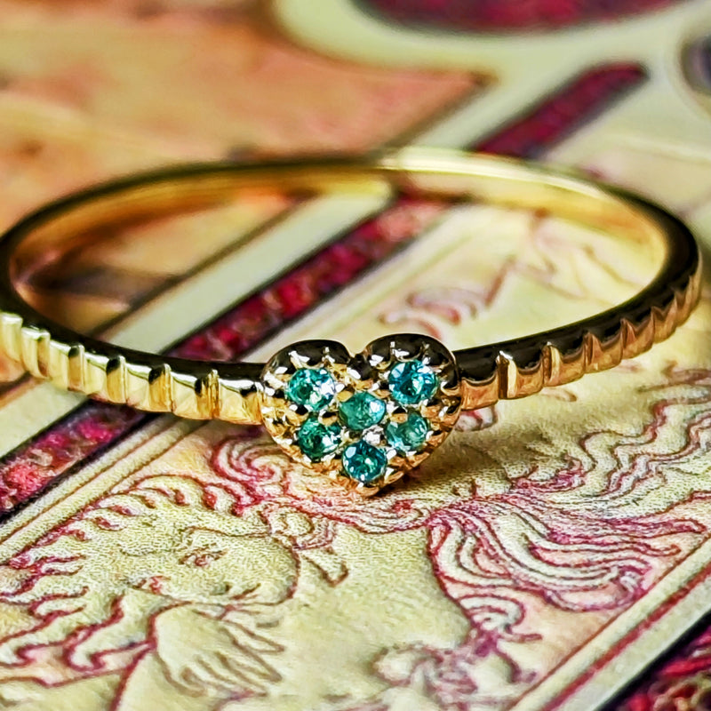 天然パライバトルマリン ハートモチーフ リング