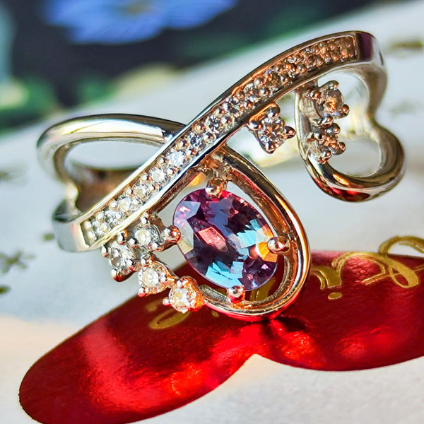 天然アレキサンドライト 0.41ct 天然ダイヤモンド リング