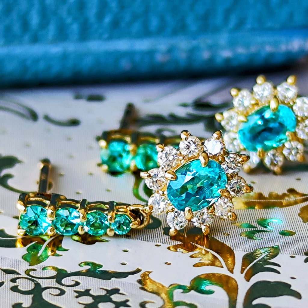 ブラジルバターリャ産 天然パライバトルマリン 天然ダイヤモンド ピアス GIA