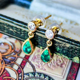 天然エメラルド 天然ダイヤモンド 18金ピアス