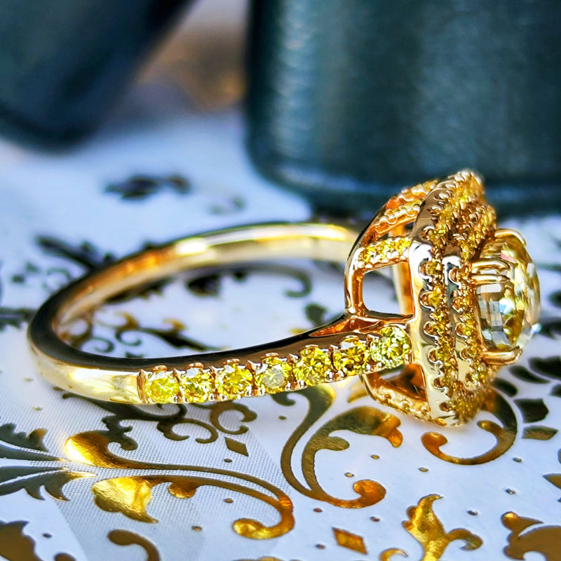 【イエローダイヤ】FANCY INTENSE YELLOW 1.01ct VS-2 リング GIA