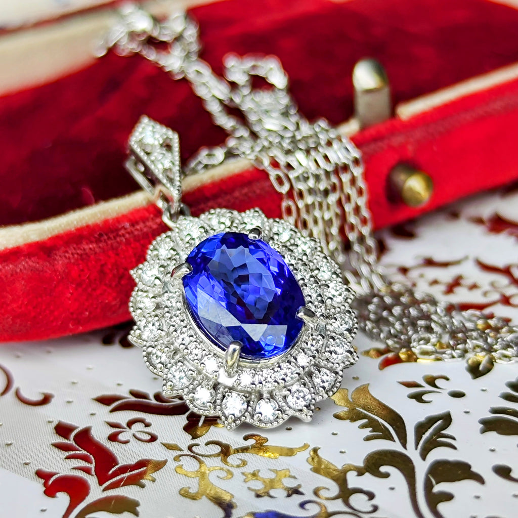 天然タンザナイト 2.27ct 天然ダイヤモンド ネックレス