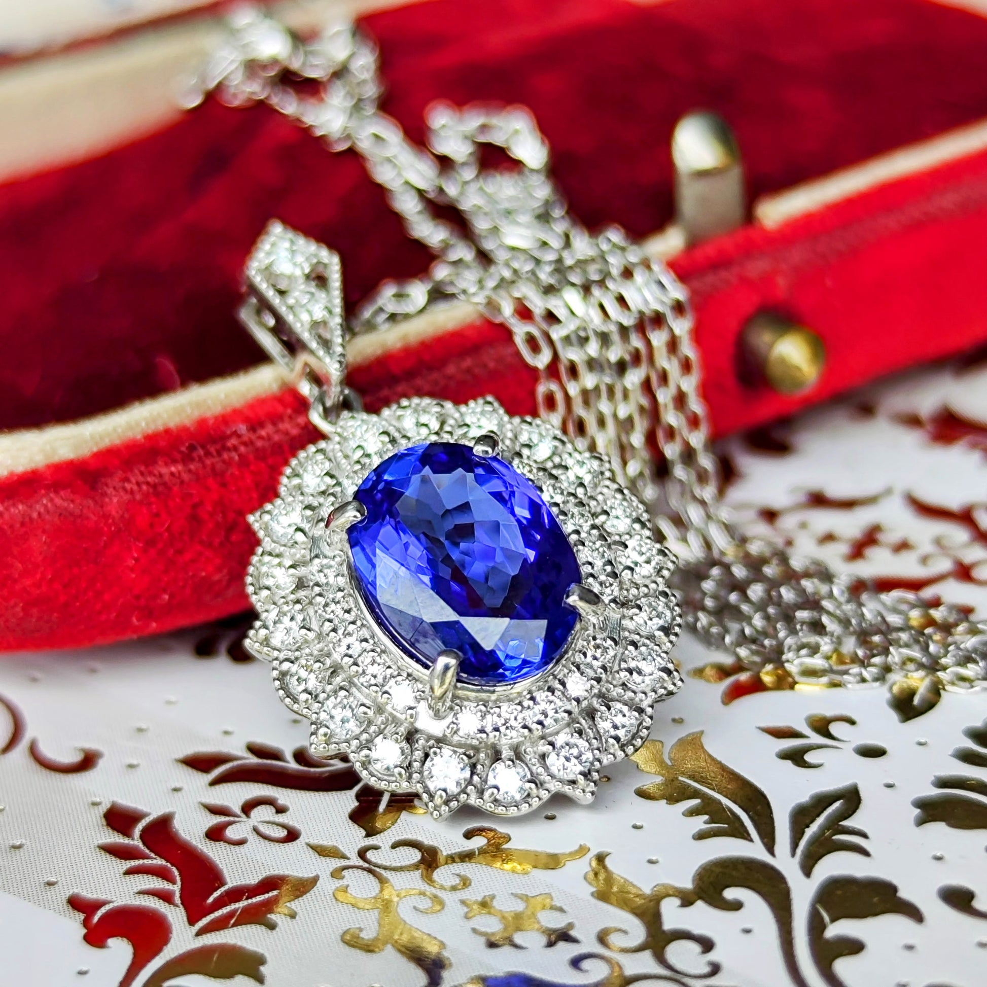 天然タンザナイト 2.27ct 天然ダイヤモンド ネックレス