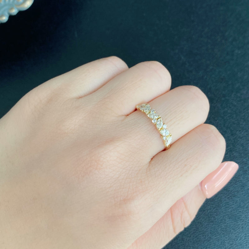 天然ダイヤモンド マーキスカット リング