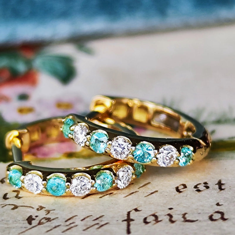 天然パライバトルマリン 天然ダイヤモンド 18金ピアス – Mico宝飾店