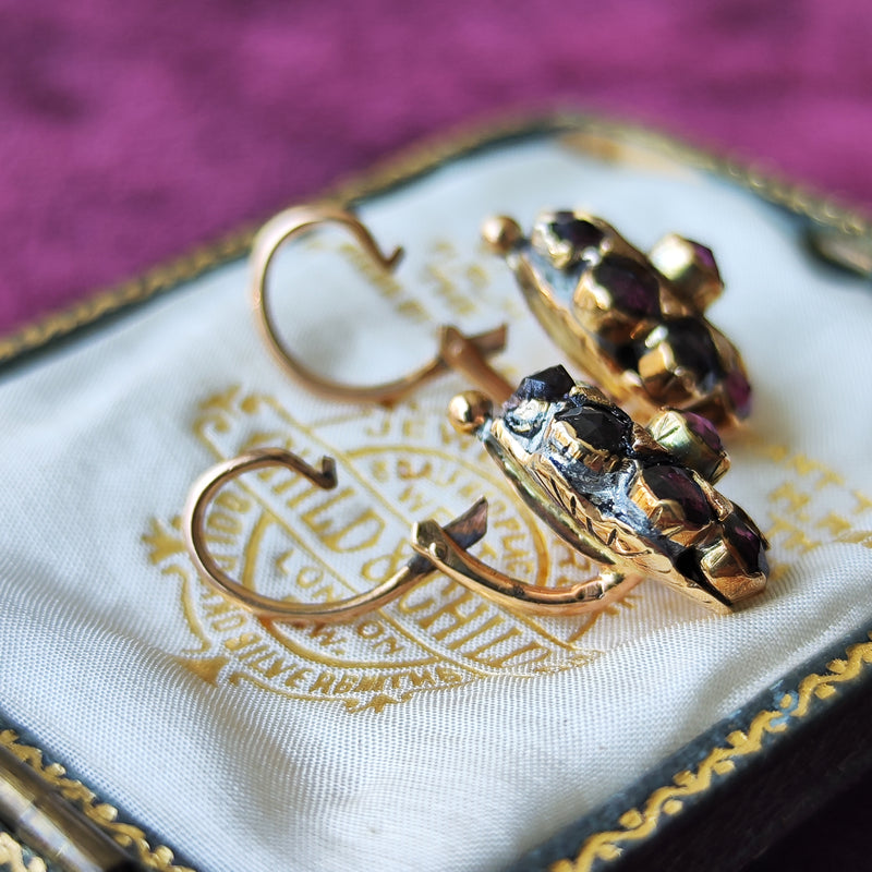 【幻の宝石】フランス アンティーク ペルピニャンガーネット ドルムーズピアス