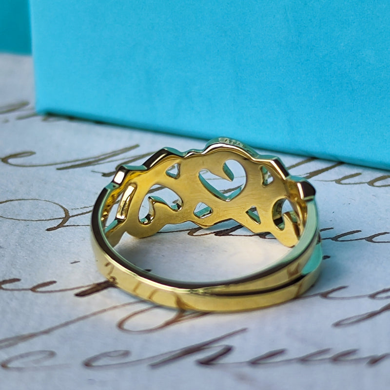 TIFFANY&Co ティファニー トリプルラビングハート 18金YG リング