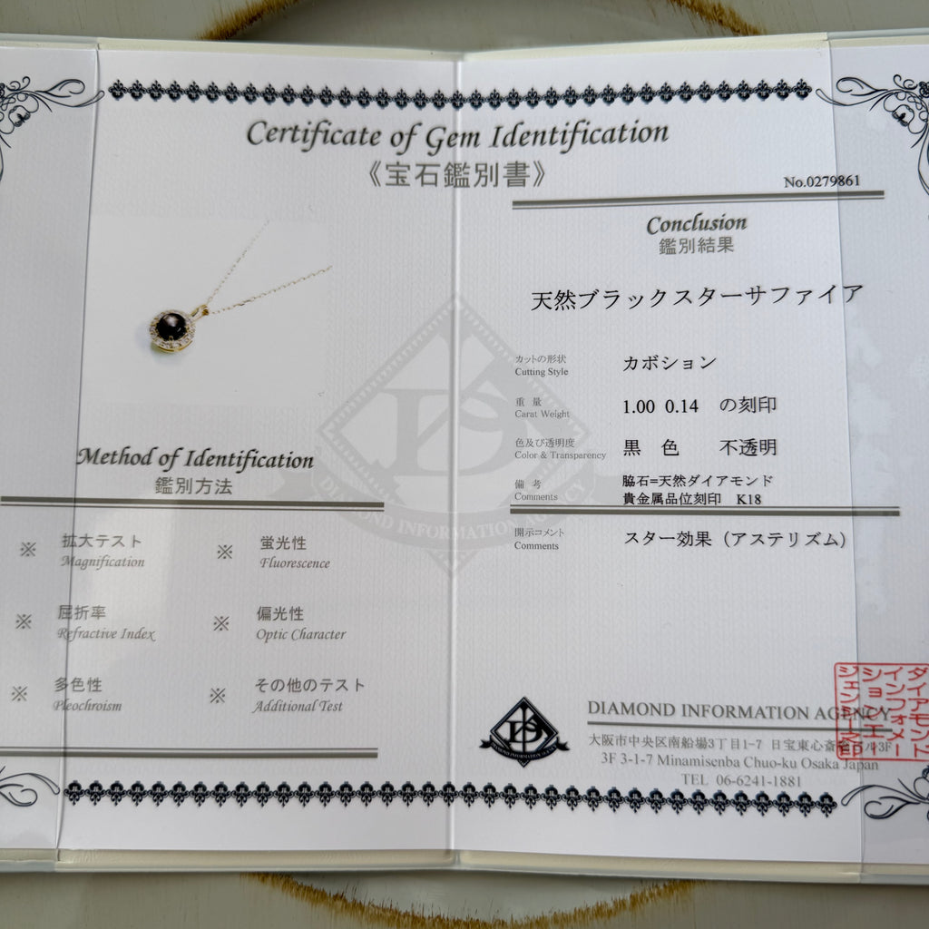 【魅惑の黒い宝石 】天然ブラックスターサファイア 天然ブラックダイヤモンド ネックレス