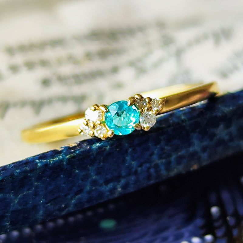 天然パライバトルマリン 天然ダイヤモンド リング