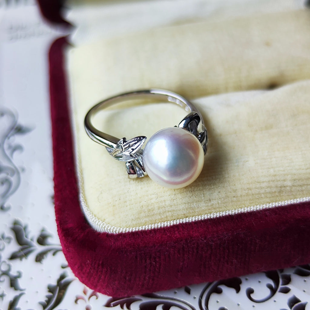 【オールドミキモト 】MIKIMOTO ミキモト あこや真珠 14金リング 陽刻