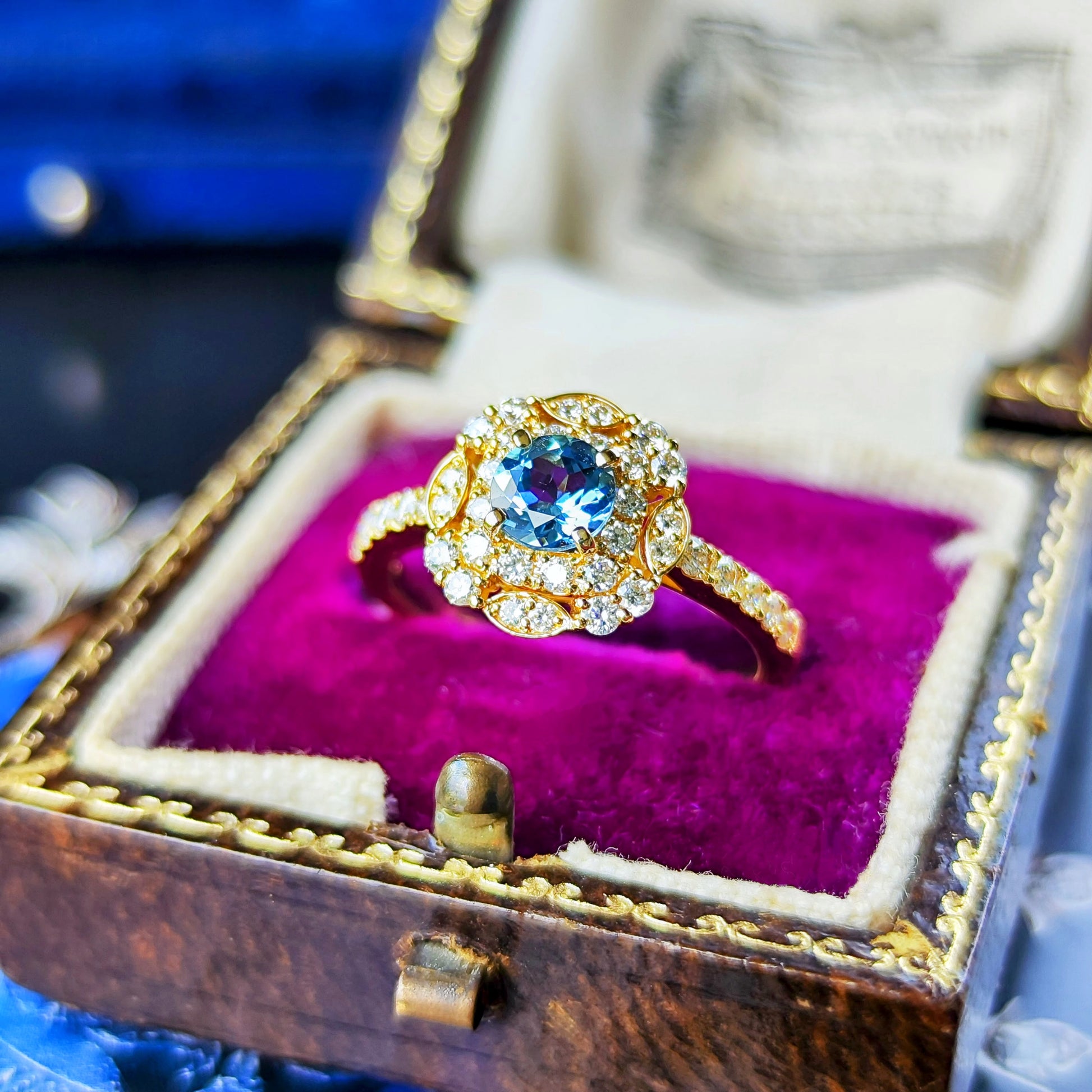 【サンタマリア】天然アクアマリン 0.45ct 天然ダイヤモンド リング