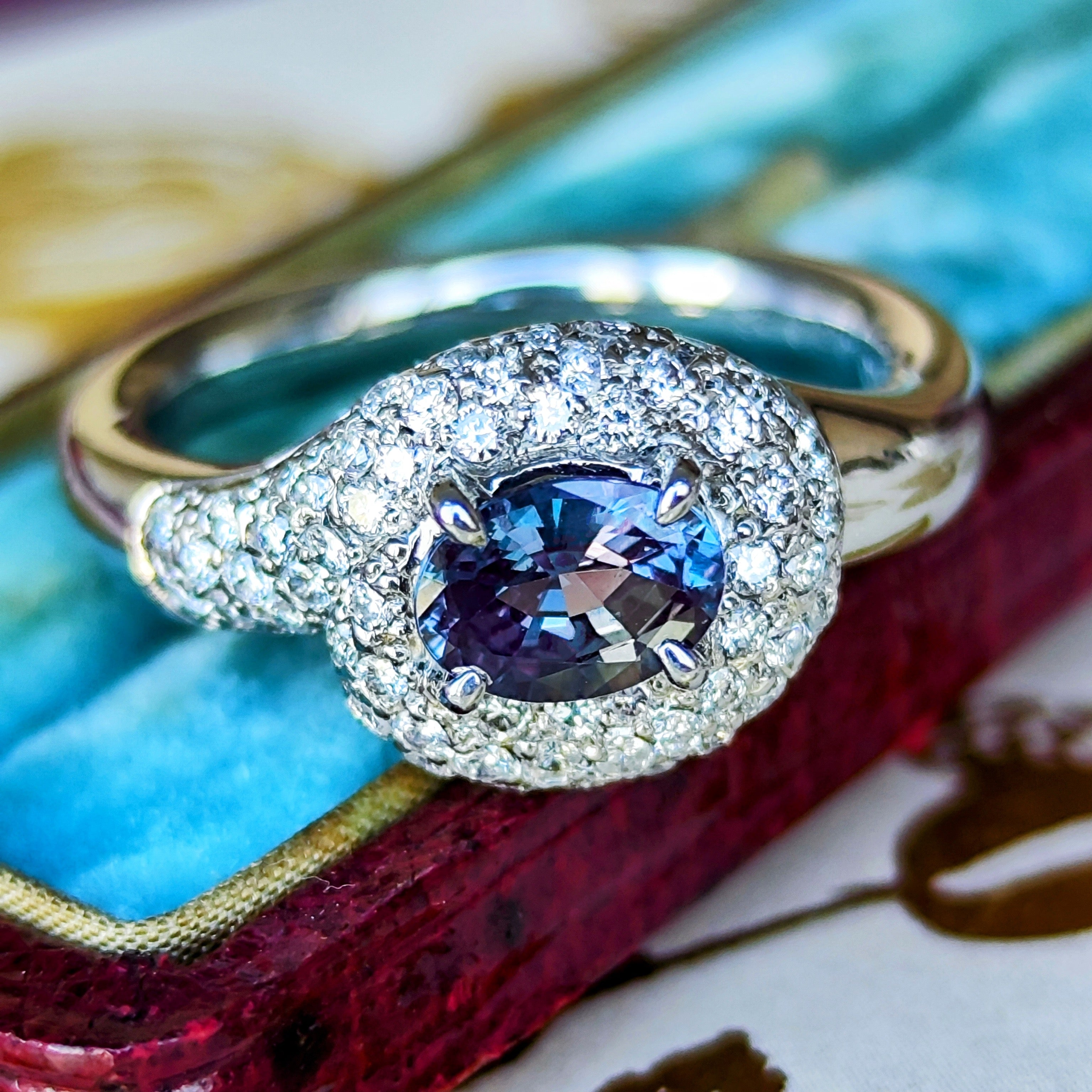 大粒 0.60ct】天然アレキサンドライト 天然ダイヤモンド リング – Mico