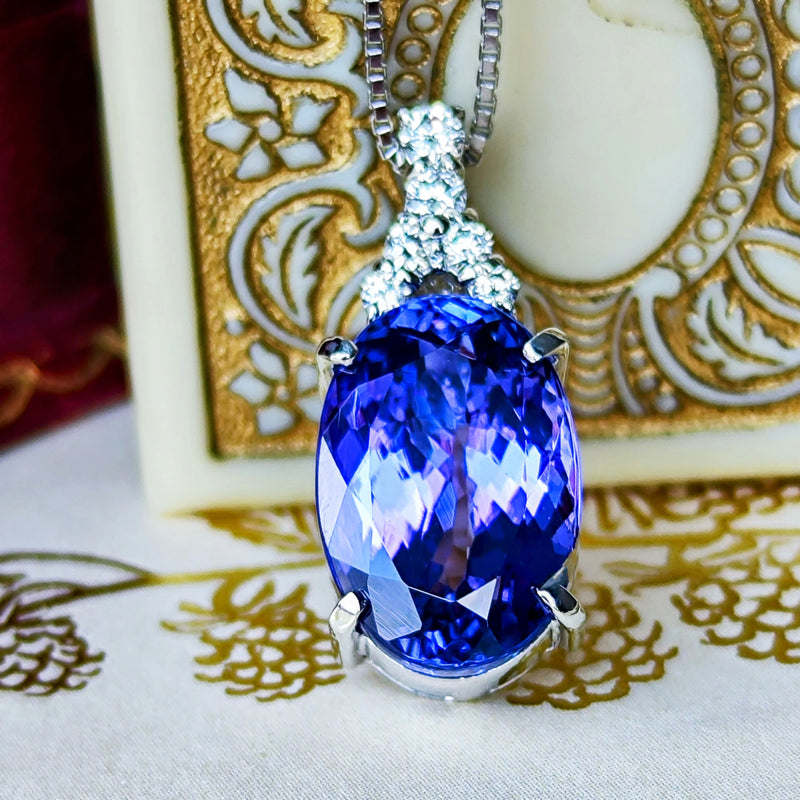 【大粒 5.74ct】天然タンザナイト 天然ダイヤモンド ネックレス