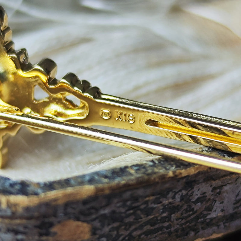 MIKIMOTO ミキモト 鍵と羽のモチーフ あこや真珠 18金 ブローチ