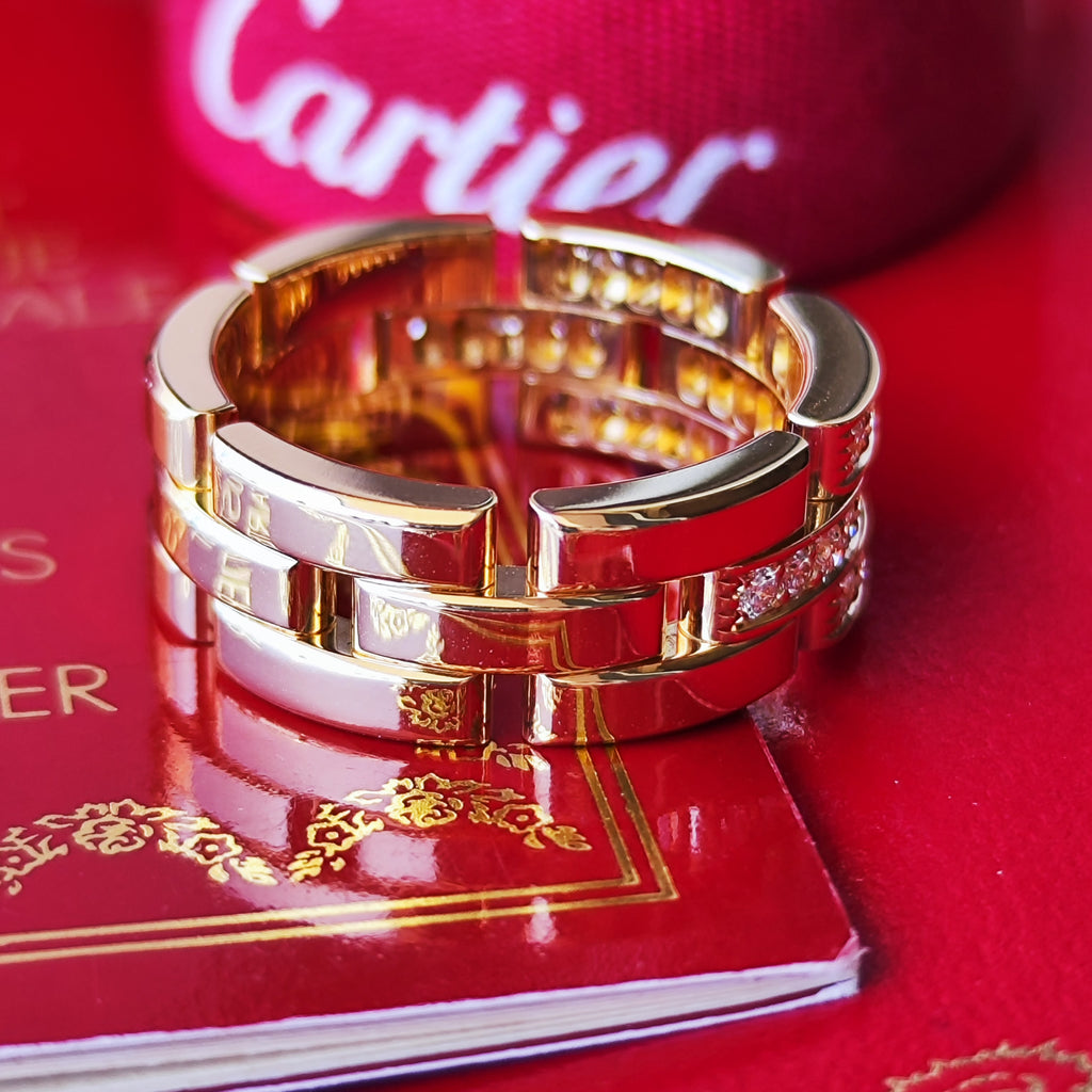 Cartier カルティエ マイヨンパンテール
3連 ハーフダイヤ 18金YG 57