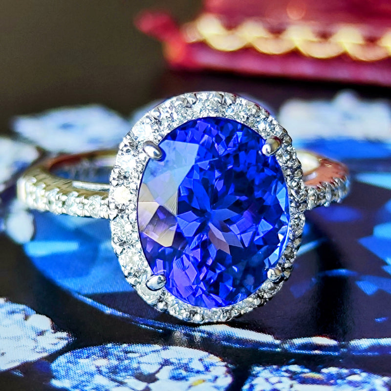 【大粒 4.22ct】天然タンザナイト 天然ダイヤモンド リング
