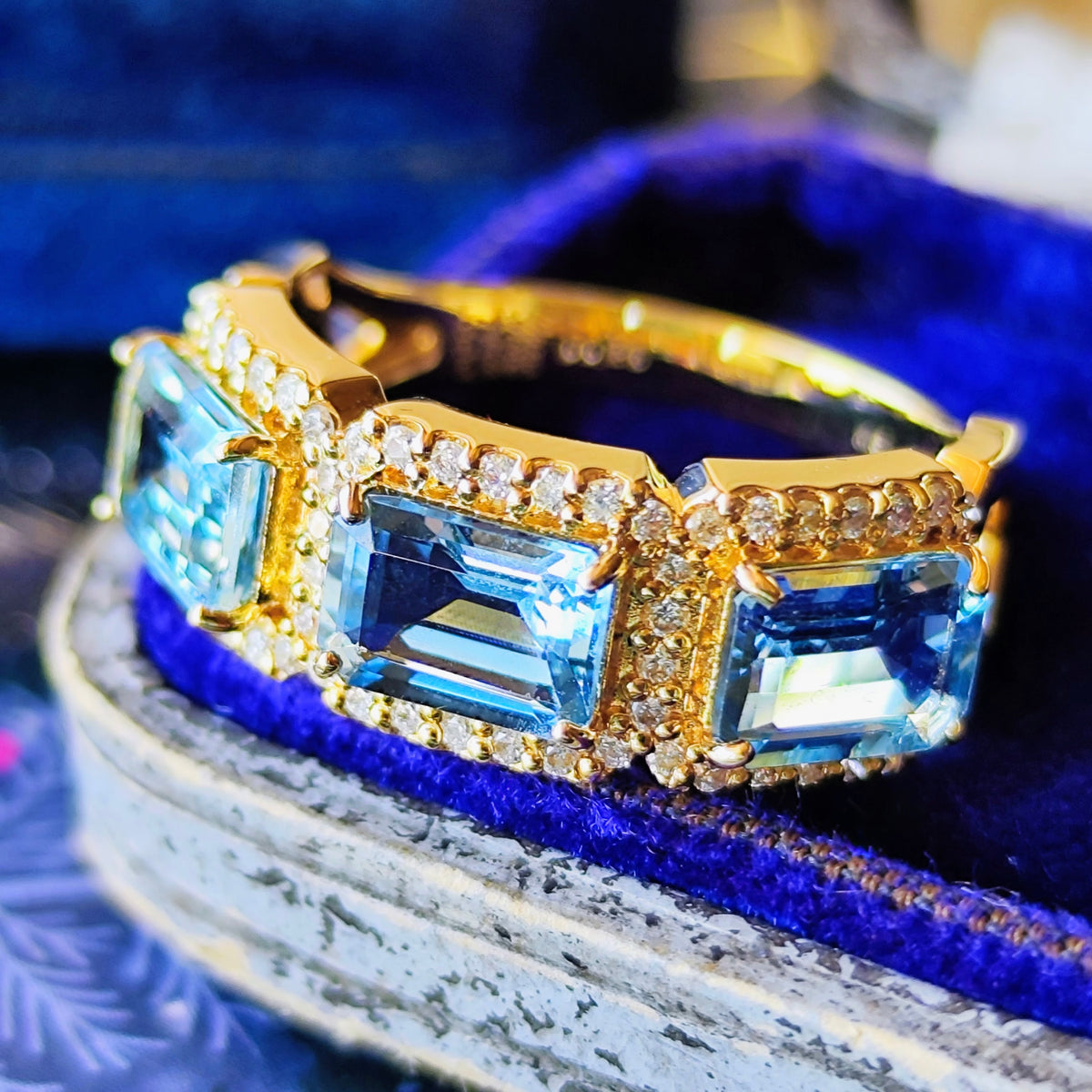 【サンタマリア】天然アクアマリン 0.763ct 天然ダイヤモンド リング