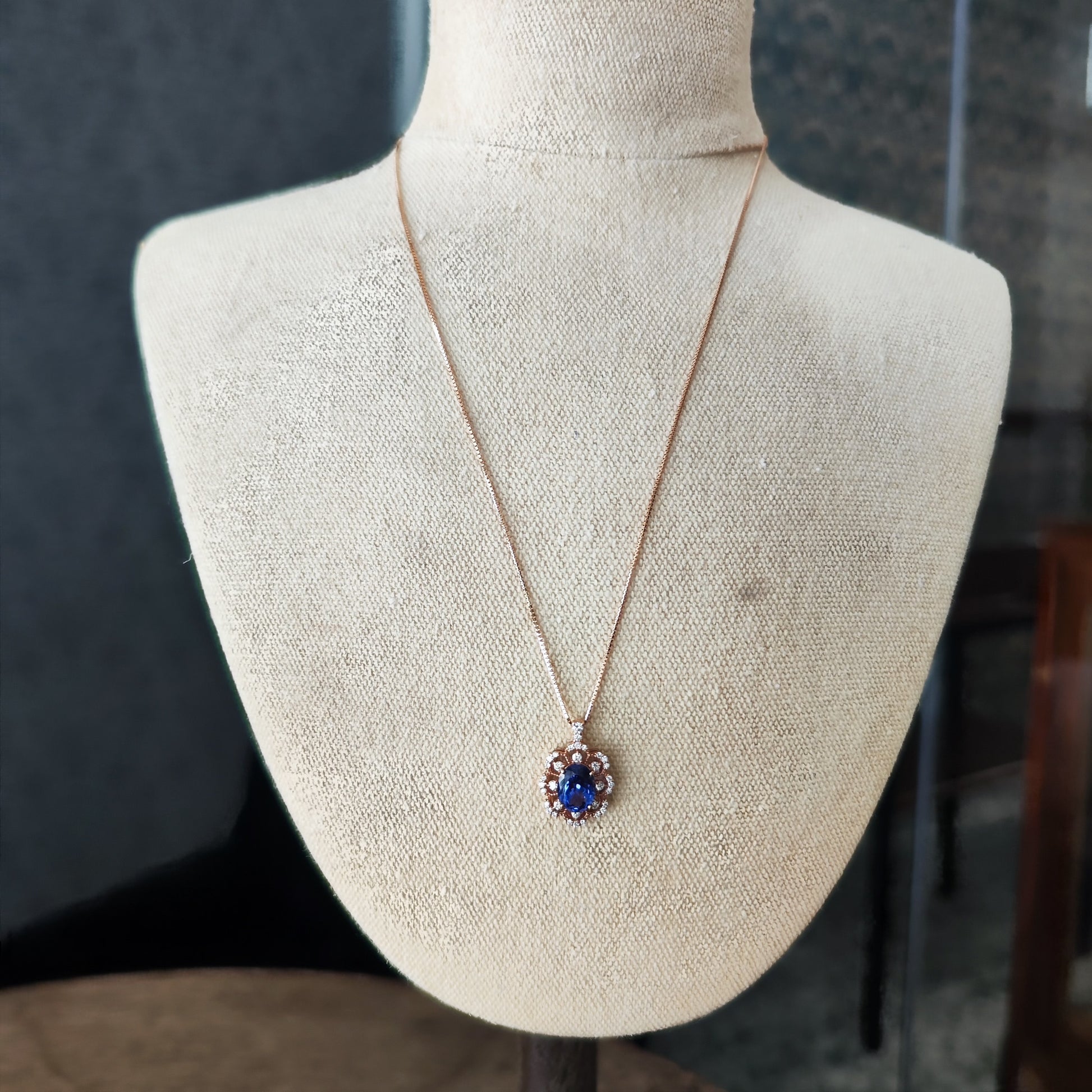 天然タンザナイト 2.07ct 天然ダイヤモンド ネックレス