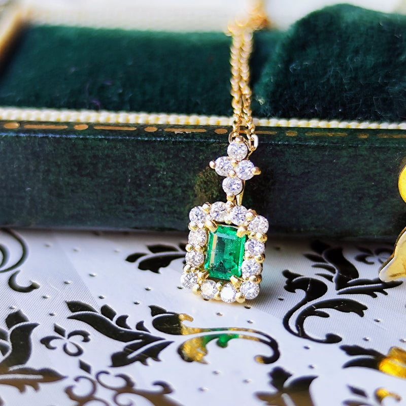天然エメラルド 天然ダイヤモンド ネックレス