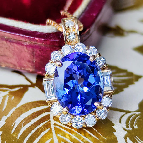 天然タンザナイト 2.04ct 天然ダイヤモンド ネックレス