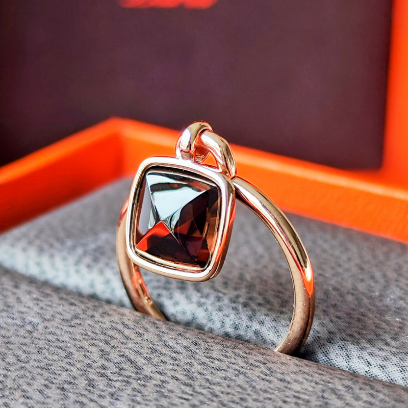 HERMES エルメス スモーキークォーツ 18金PG リング