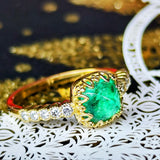 【シュガーローフ】天然エメラルド 天然ダイヤモンドリング