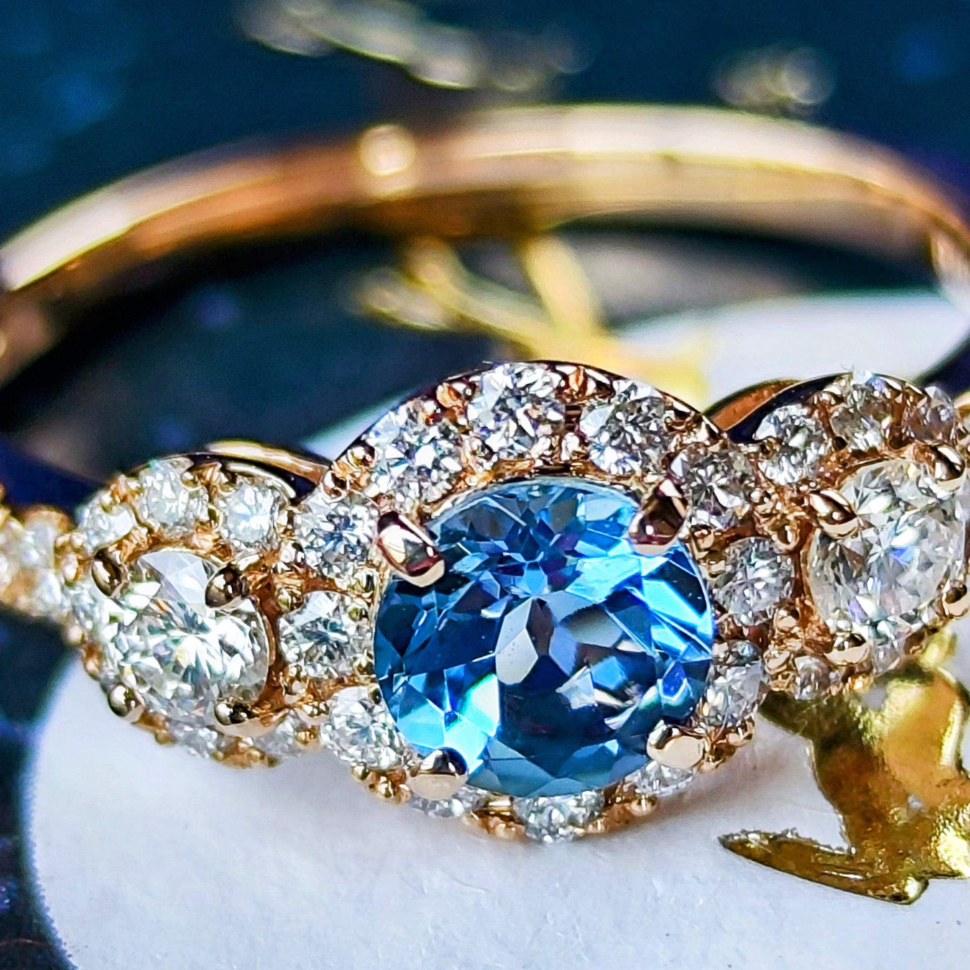 【サンタマリア】天然アクアマリン 0.47ct 天然ダイヤモンド リング