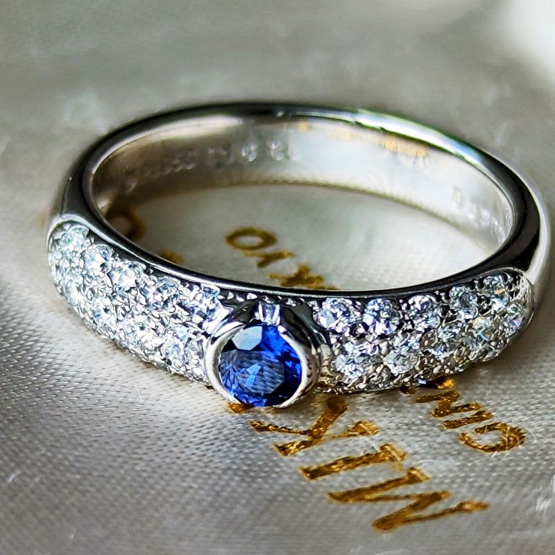 MIKIMOTO ミキモト 天然サファイア 天然ダイヤモンド リング