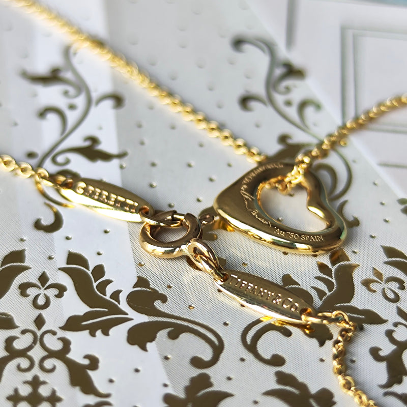 TIFFANY &Co ティファニー オープンハート ダイヤモンド ネックレス 18金YG