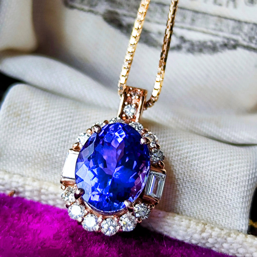 天然タンザナイト 2.34ct 天然ダイヤモンド ネックレス