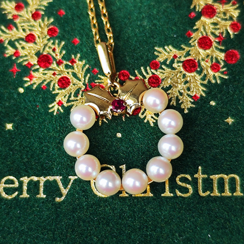 MIKIMOTO ミキモト リース ネックレス あこや真珠 ルビー