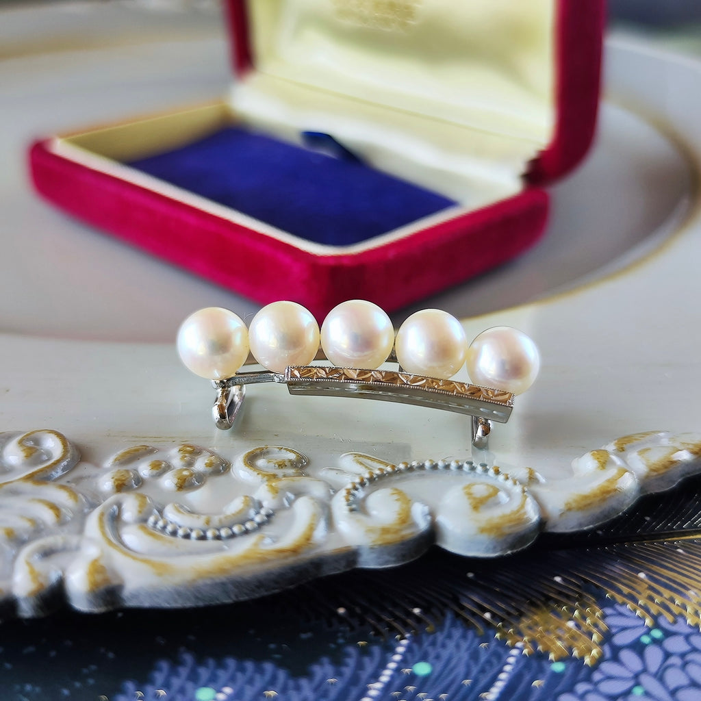 【オールドミキモト 】MIKIMOTO ミキモト あこや真珠 14金 帯留