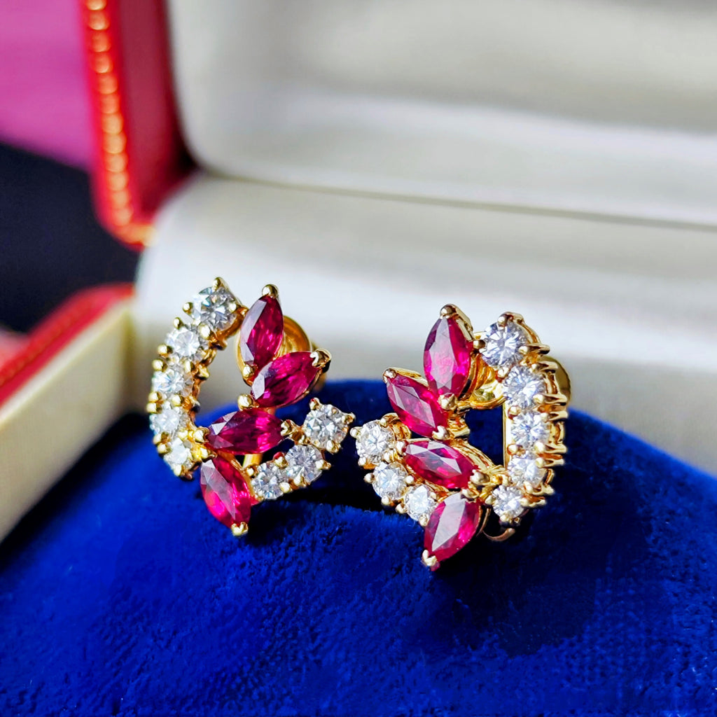 MIKIMOTO ミキモト 天然ルビー 天然ダイヤモンド イヤリング