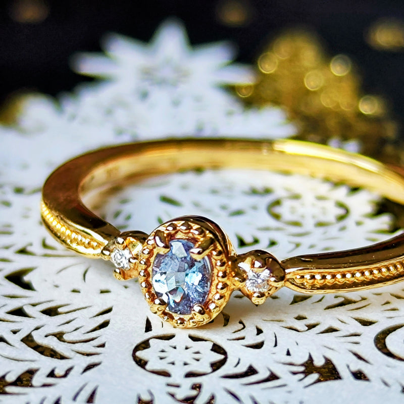 天然アレキサンドライト 天然ダイヤモンド リング