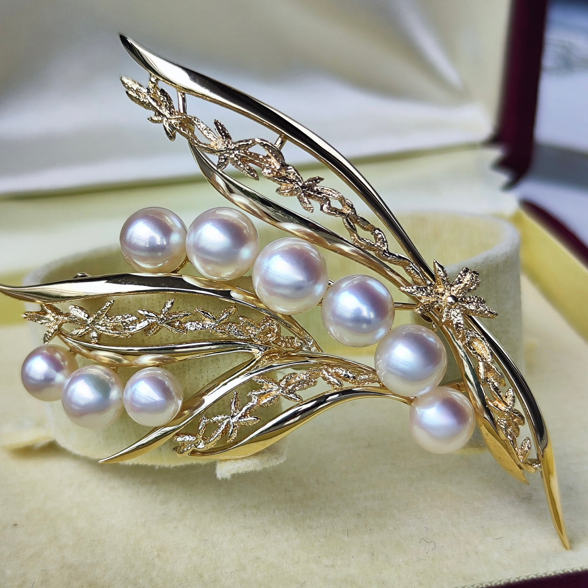 [Vintage MIKIMOTO] MIKIMOTO Akoya Pearl 14K Gold Brooch ①