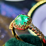 【シュガーローフ】天然エメラルド 天然ダイヤモンドリング