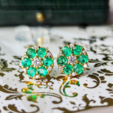 天然エメラルド 天然ダイヤモンド 18金ピアス