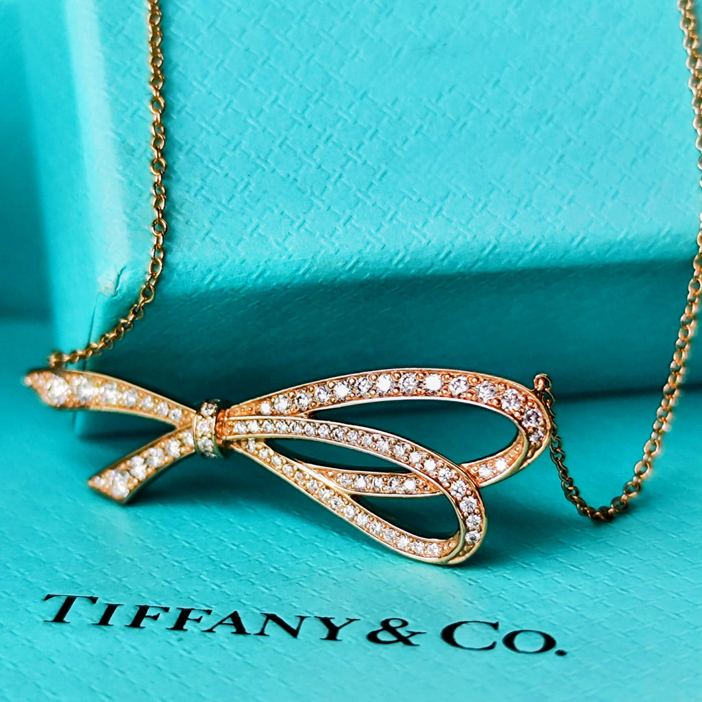 TIFFANY &Co ティファニー ボウ ラージ
ダイヤモンド ネックレス 18金PG