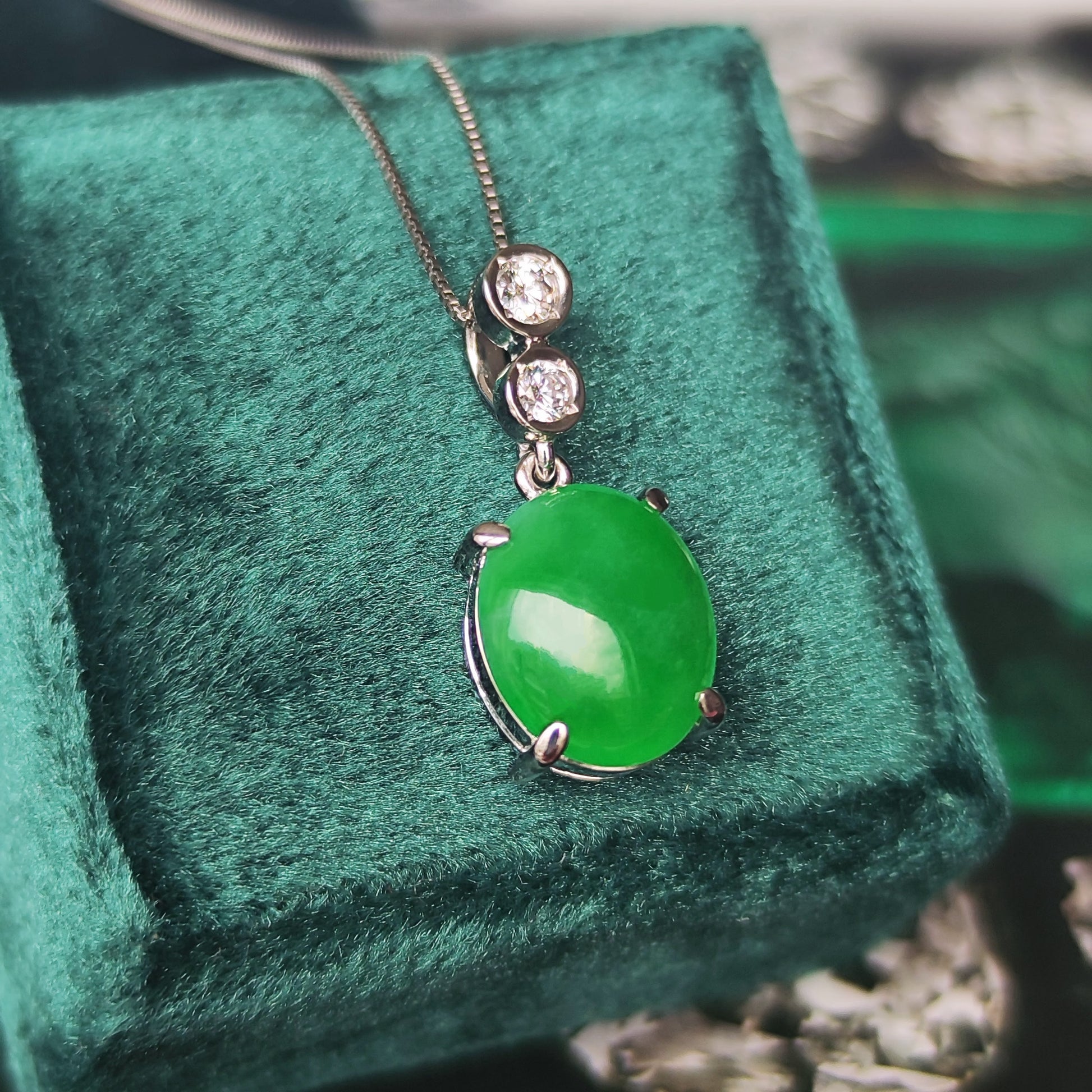 天然翡翠 天然ダイヤモンド ネックレス