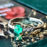 天然エメラルド カボションカット 天然ダイヤモンド リング