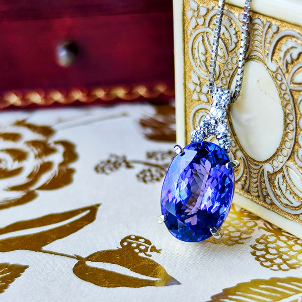 【大粒 5.74ct】天然タンザナイト 天然ダイヤモンド ネックレス