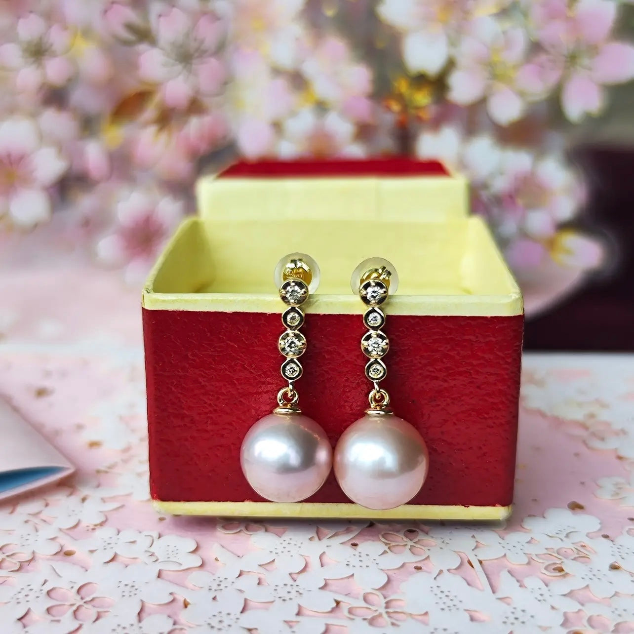 【さくらパール 】溢れ桜 18金ピアス